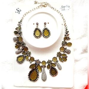Rhinestone necklace with earrings